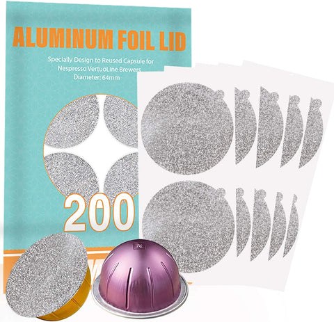 CAPMESSO Aluminum Foil Lids for Reusing All Nespresso Vertuo Pods,200/Pack