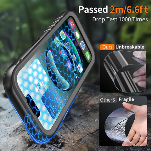 Cozycase for iPhone 14 Waterproof Case Military Heavy Duty Full Body Black