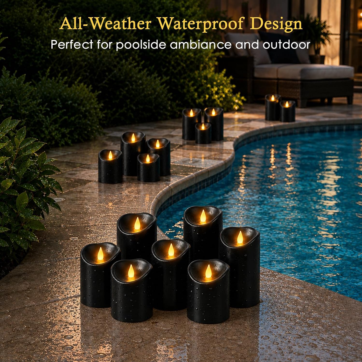 antizer Flameless Candles 9 Pack Outdoor Battery Candles with Remote Timer