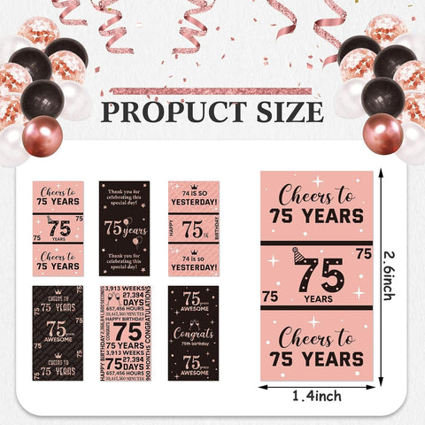 Tenare 90 Pcs 75th Birthday Candy Wrappers, Pink Stickers