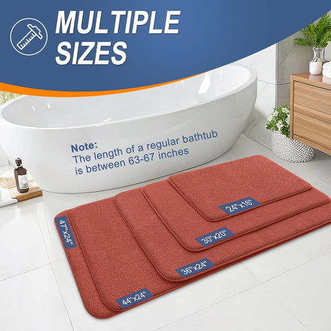 OLANLY Thick Memory Foam Small Bathroom Rugs Mats 24x16, Rustic Terracotta