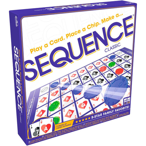 SEQUENCE- Original SEQUENCE Game with Folding Board, Cards and Chips by Jax ( Packaging may Vary ) White, 10.3" x 8.1" x 2.31"