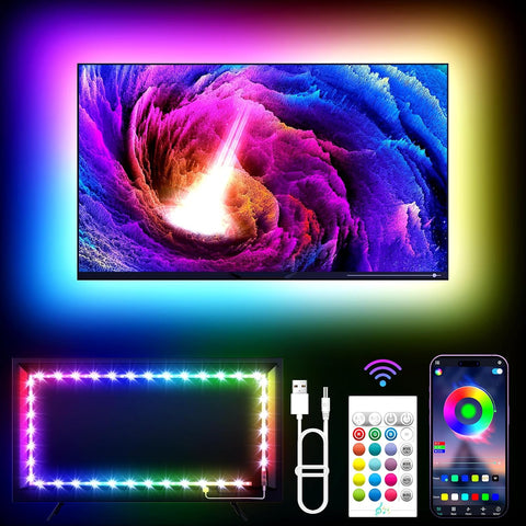KANTUTOE TV LED Lights, 11.5ft LED Lights for 32-55 Inch TV, RGB TV Backlight Behind with Remote, Music Sync Bluetooth APP Control Strip Lights USB Powered for Bedroom, PC, Gaming Monitor