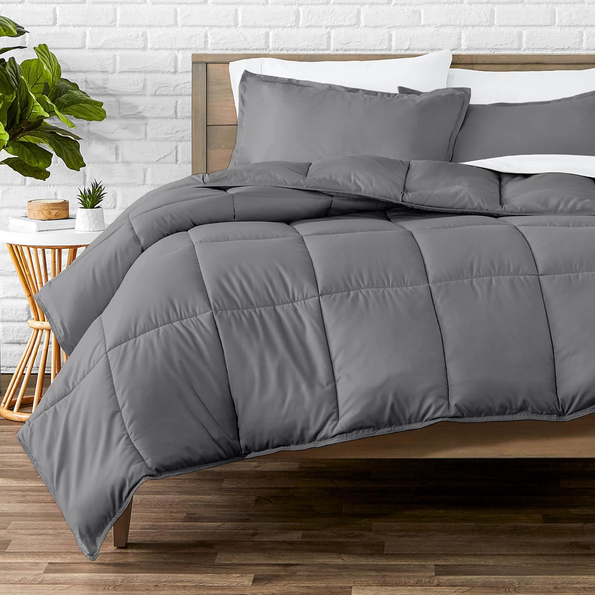 Bare Home Super King Comforter Set - 1800 Ultra Soft (Super King, Grey)