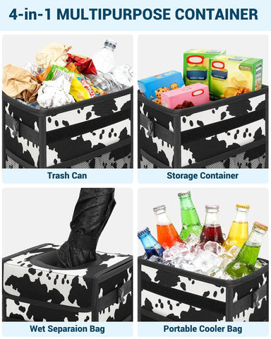 Capolo Car Trash Can with Lid, Leakproof Car Garbage Can Car Trash Bag