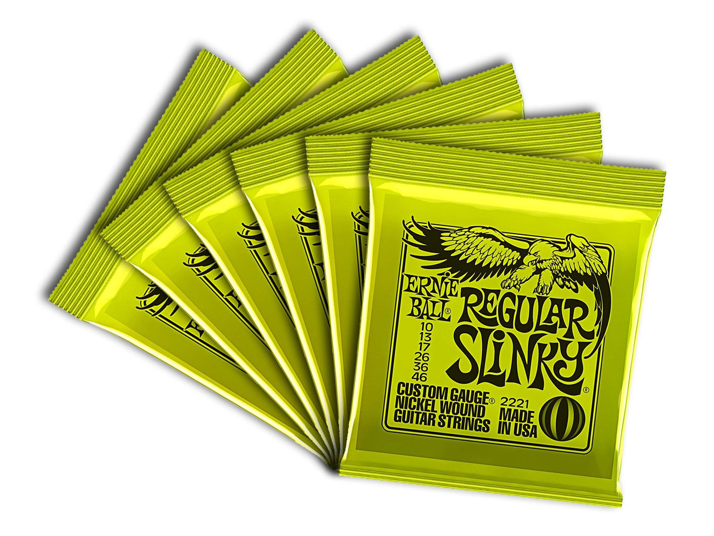 Ernie Ball Regular Slinky Nickel Wound Electric Guitar Strings 6 Pack - 10-46 Gauge