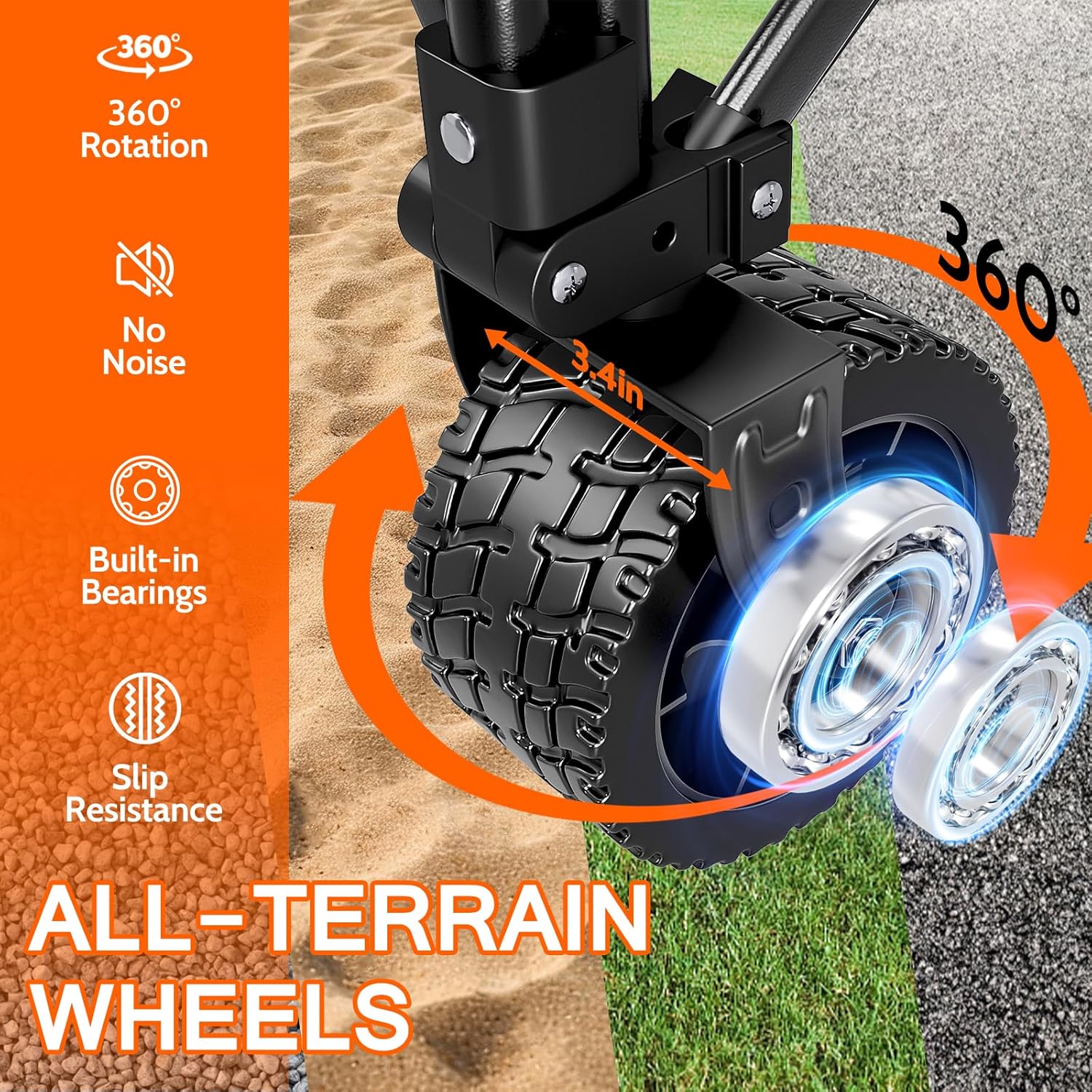 Wagon Carts Foldable 420LBS Weight Capacity Collapsible Wagon with Big All-Terrain Wheels, Heavy Duty Beach Wagons Cart with Cup Holders for Camping, Garden, Sports, Grocery