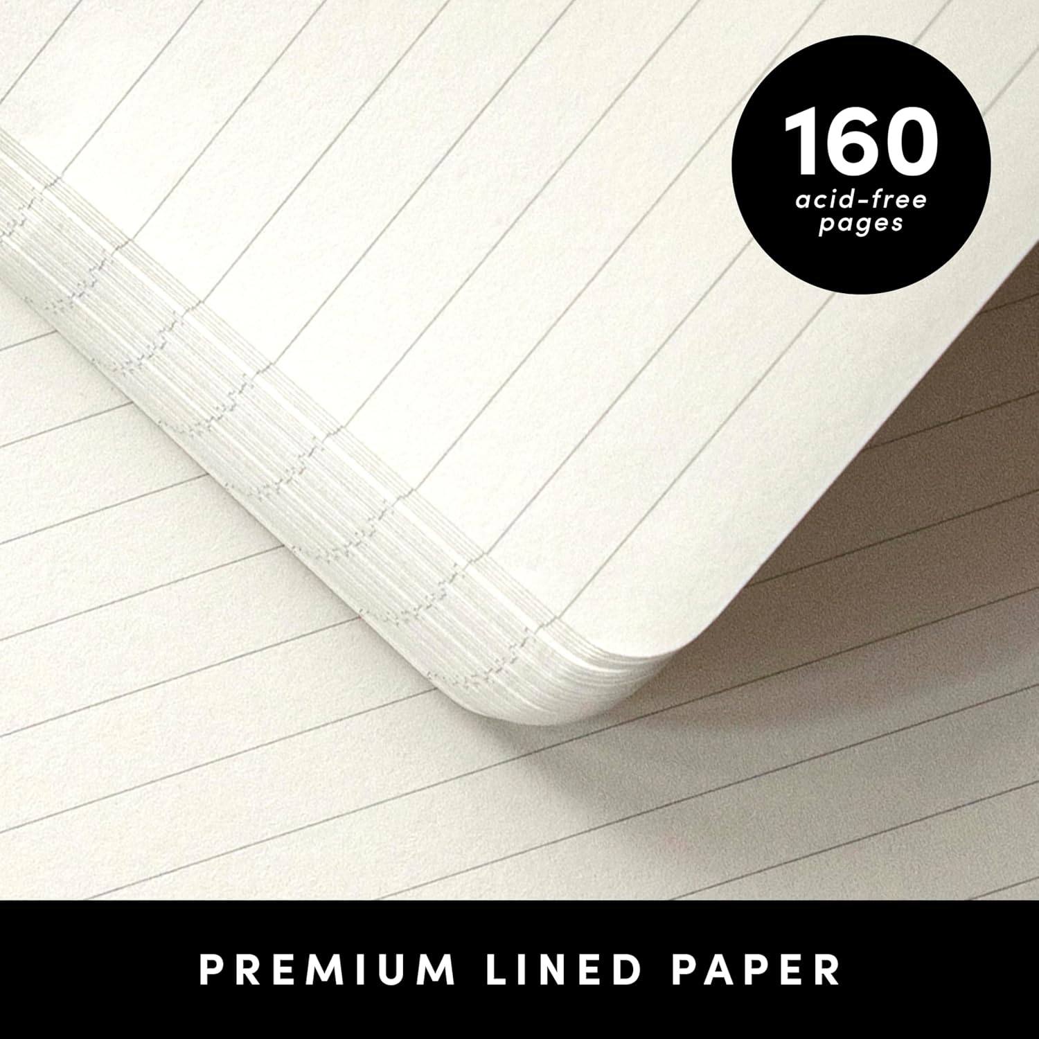 PAPERAGE Lined Journal Notebook, Hardcover Journal for Women & Men, 160 Pages, (5.6 in x 8 in), College Ruled Journaling Notebook for Work, School Supplies & Note Taking, (Black)