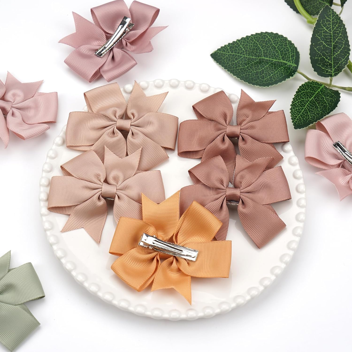 CÉLLOT 70Pcs 3 Inch Boutique Grosgrain Ribbon Pinwheel Hair Bows Alligator Clips for Baby Girls Toddlers Teens In Pairs