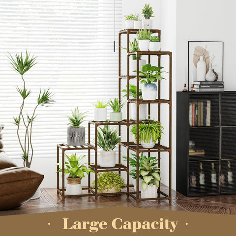Bamworld 55“ Tall Plant Stand Indoor Outdoor Corner Plant Shelves Wood