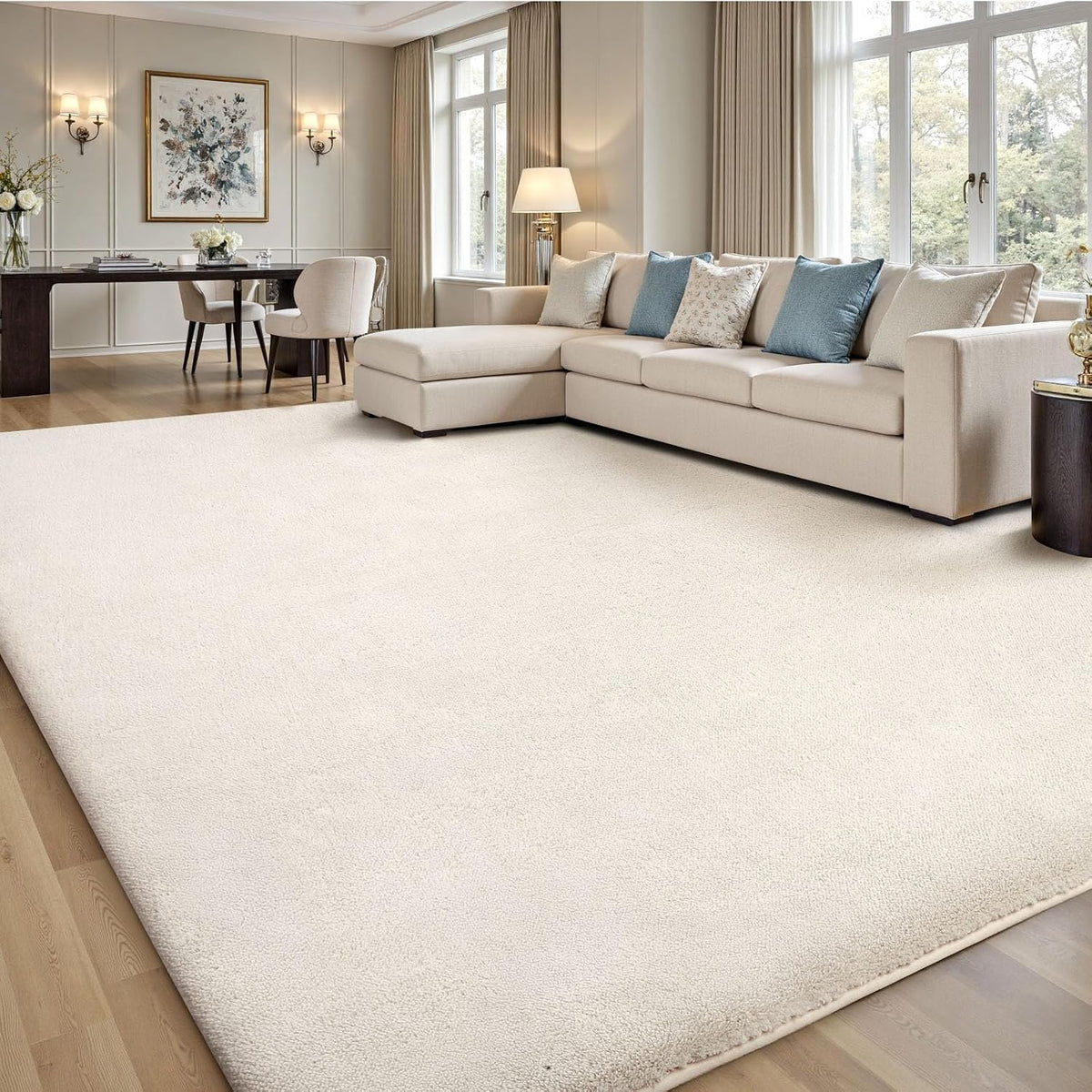 Sour Lemon 10x14 Area Rugs for Living Room Bedroom, Large Carpet Cream Rug