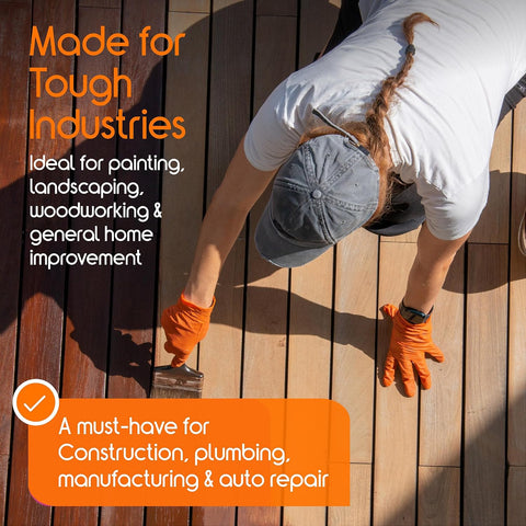 Inspire Heavy Duty Orange Nitrile Gloves | ULTRA 8 Mil Diamond Textured Grip | Industrial Mechanic Disposable Cleaning Gloves