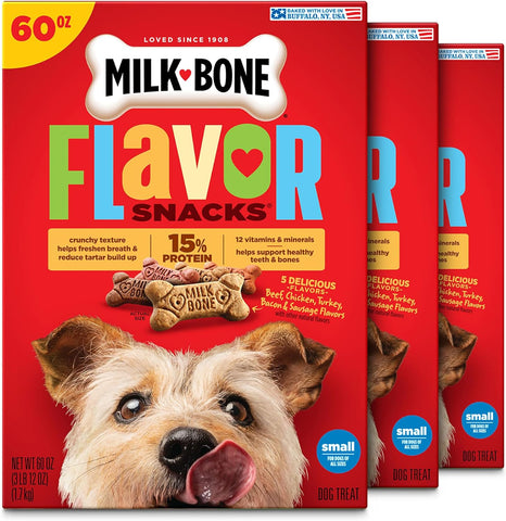 Milk-Bone Flavor Snacks Small Dog Biscuits, 60 oz Boxes