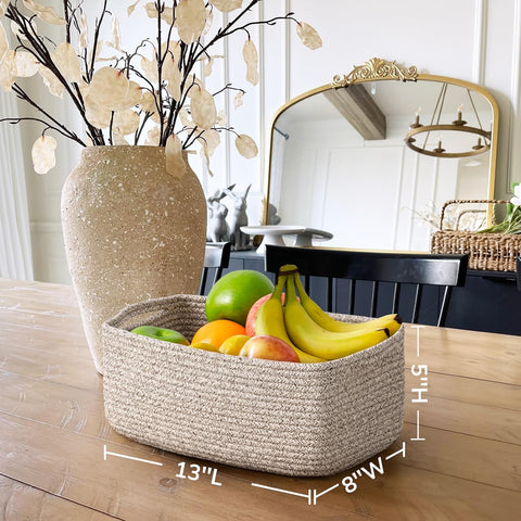 Goodpick 3-Pack Rope Storage Baskets for Closet Organizing, 13 x 8 x 5