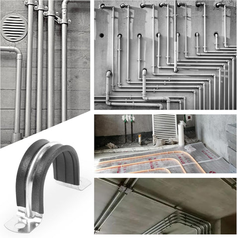 1 Inch Reinforced Rigid Pipe Strap, 2 Holes U Bracket Cable Clamp Hanger, Rubber Cushioned Insulated Clamp, Conduits Strap Clamps for Pipe Fixing on Various Surfaces, 10 PCS(25mm)