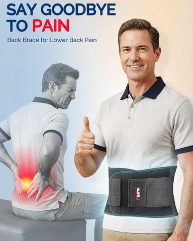 FEATOL 4XL Lumbar Support Belt for Men Heavy Lifting Work, Back Brace for Lower Back Pain, Breathable Support Belt with Lumbar Pad for Scoliosis, Herniated Disc, Sciatica (Fit Size:63''-68.9'')