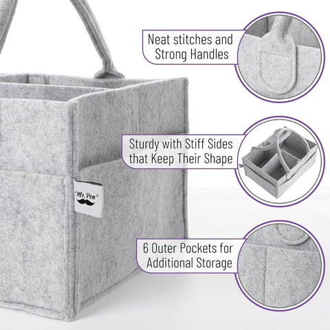 Mr. Pen- Baby Diaper Caddy Organizer, Gray, Medium