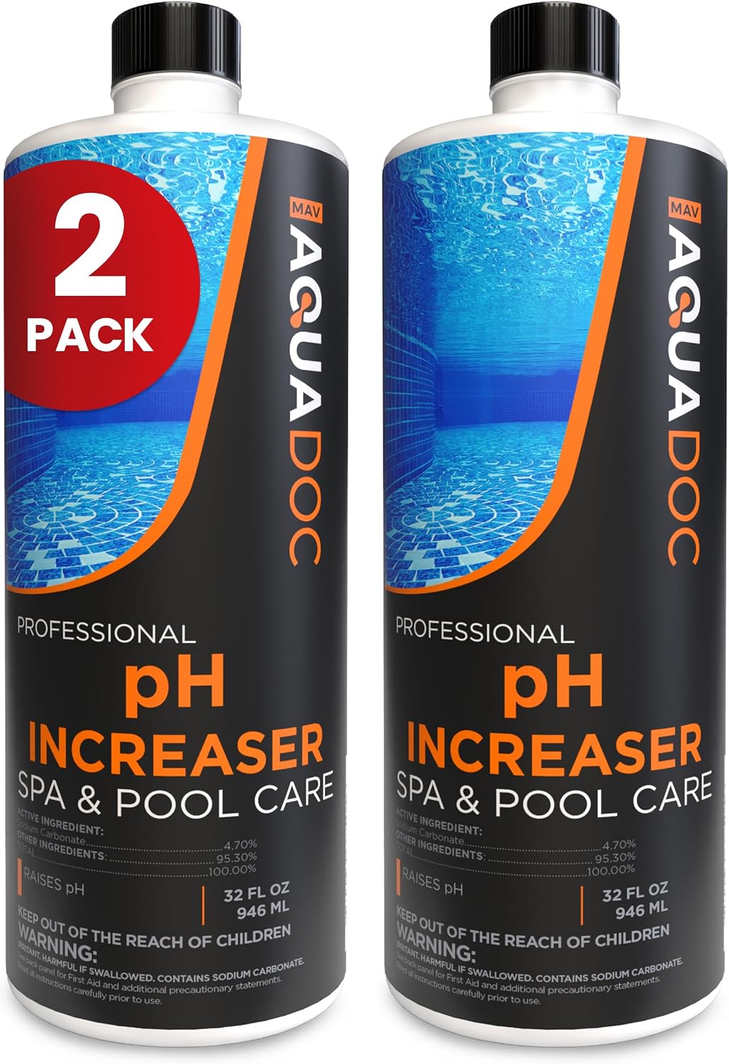 AquaDoc Spa pH Increaser - pH Up for Hot Tub Water Balance, 32 oz (2 Pack)