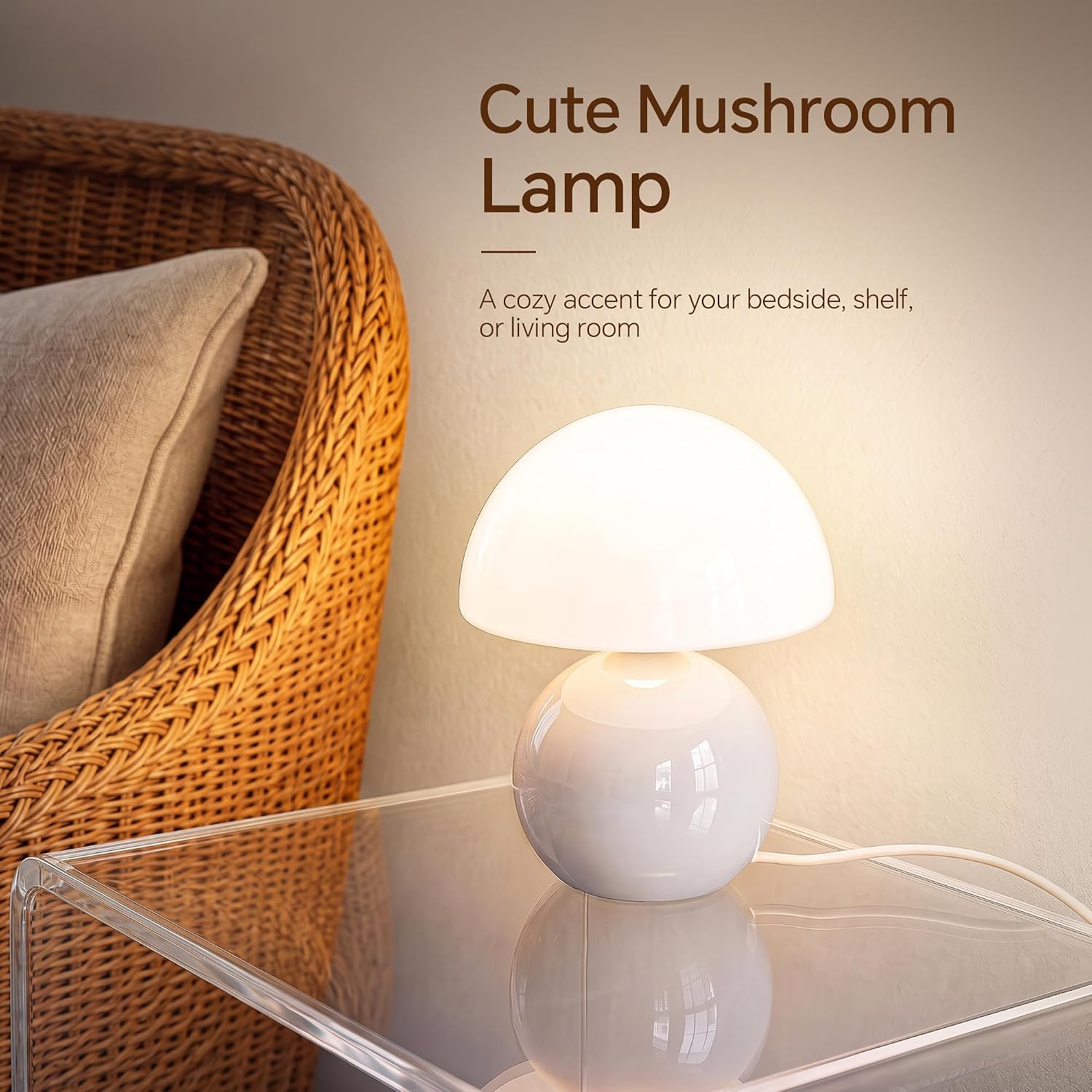 Dawnwake Mushroom Lamp Table Lamps Set of 2 for Bedroom Living Room,White