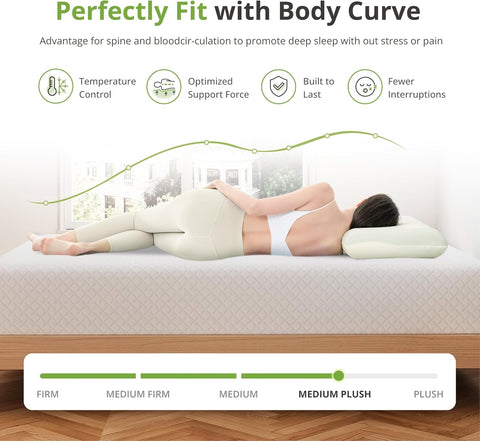 EGOHOME Twin XL Memory Foam Mattress 5 Inch, Green Tea, Bed in A Box