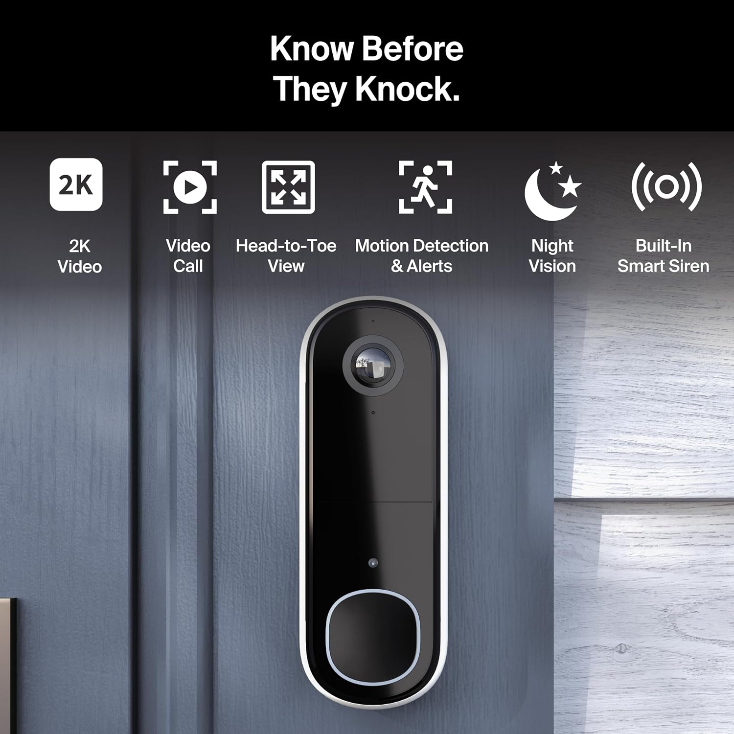 Arlo Video Doorbell 2K (2nd Gen) Wireless or Wired - 1-Cam + Chime