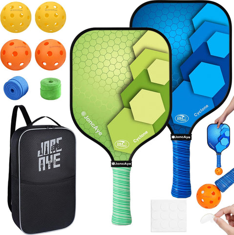 JoncAye Pickleball Paddles Set of 4 or 2 Fiberglass Rackets USAPA Approved