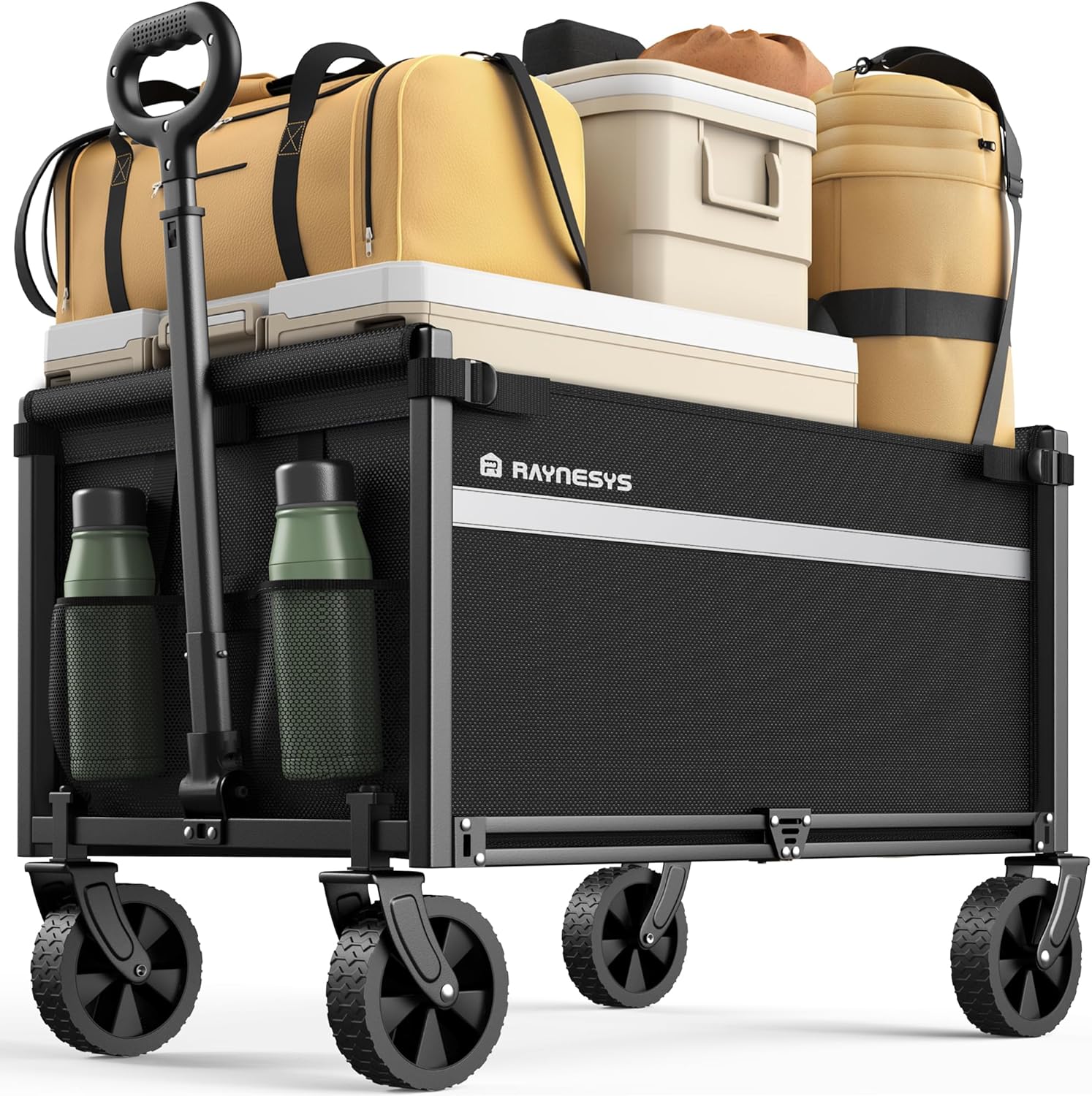 Collapsible Wagon Cart with Wheels, 220LBS for Grocery Shopping Camping