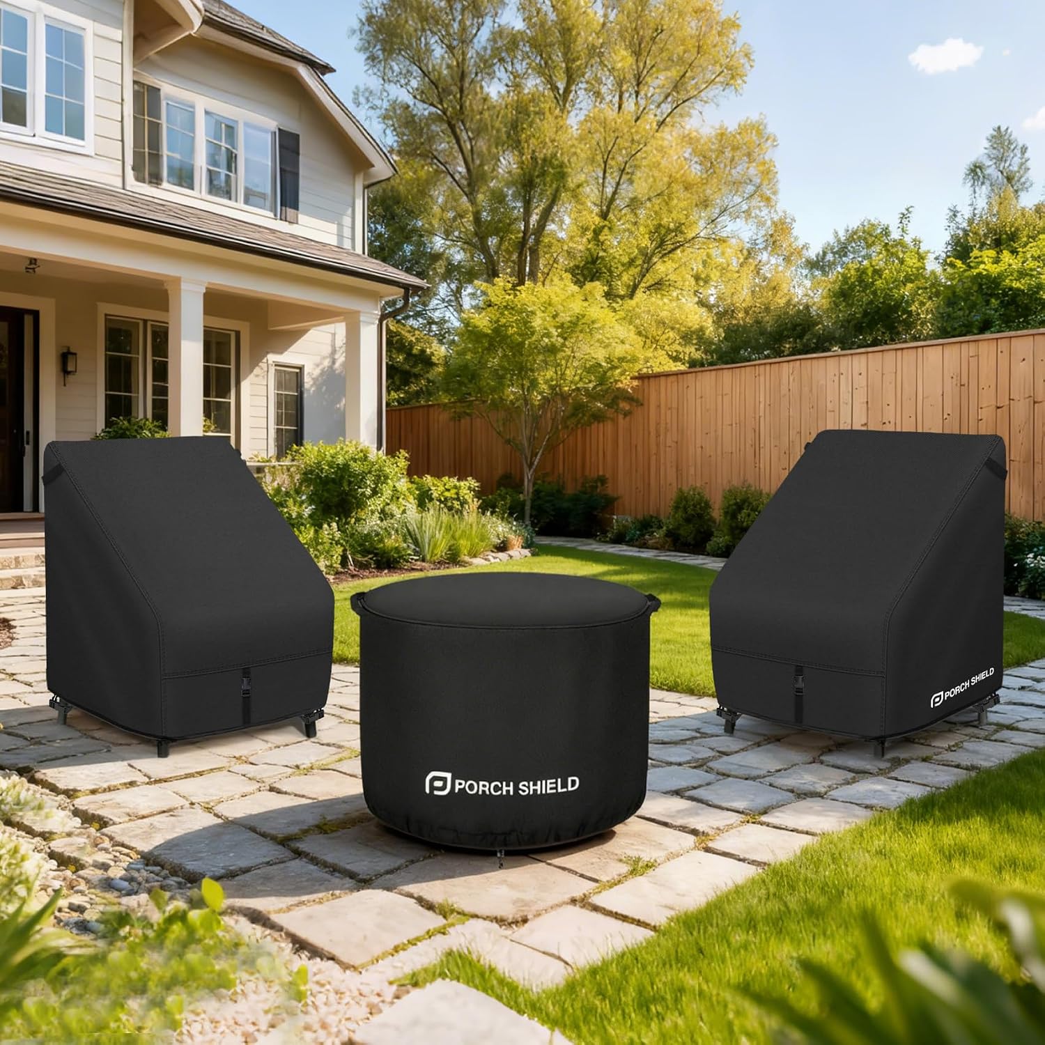 Porch Shield Waterproof Patio Chair Cover 2 Pack 34W x 37D x 36H in, Black