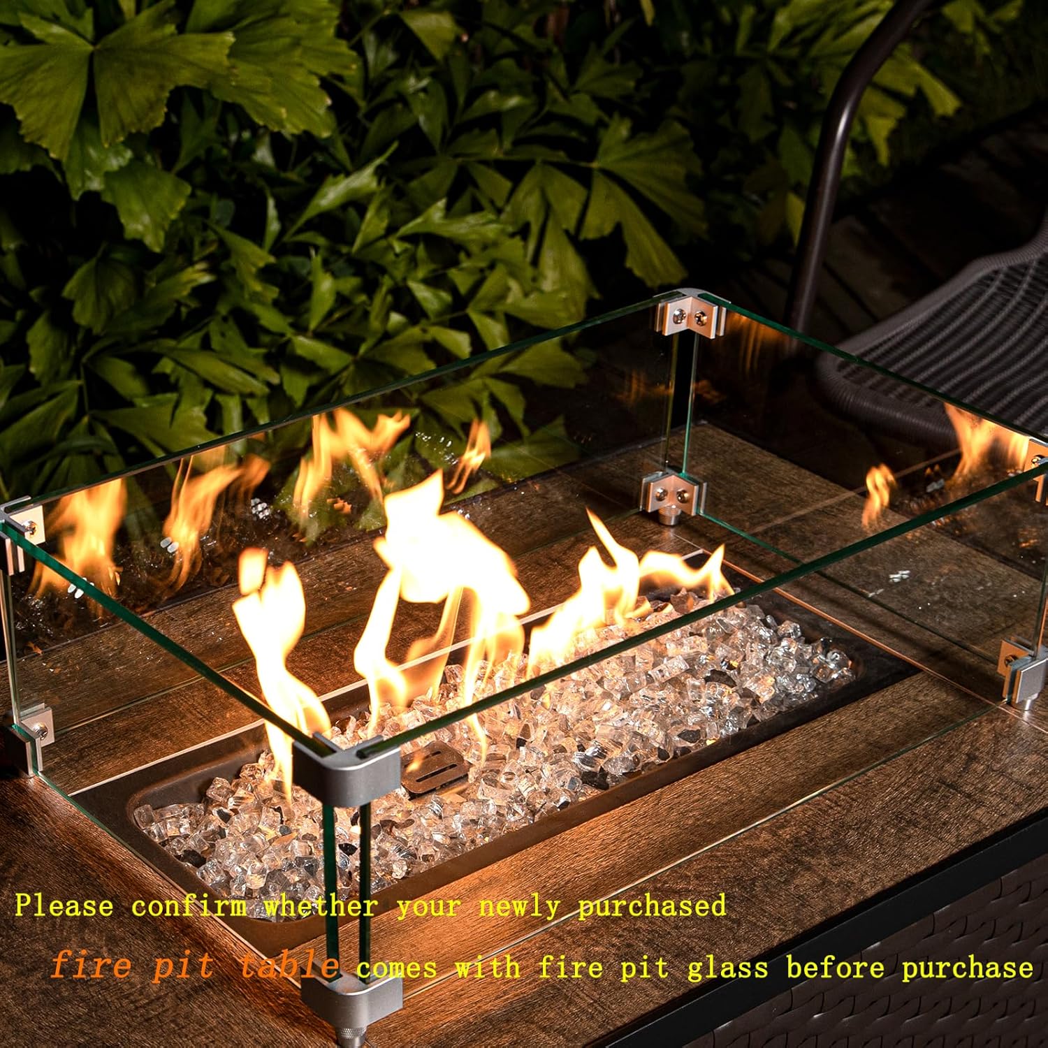GASPRO 10 lbs Clear Fire Glass for Fire Pit Table, Reflective Gas Fireplace Glass Rocks, Gorgeous, 1/2 Inch