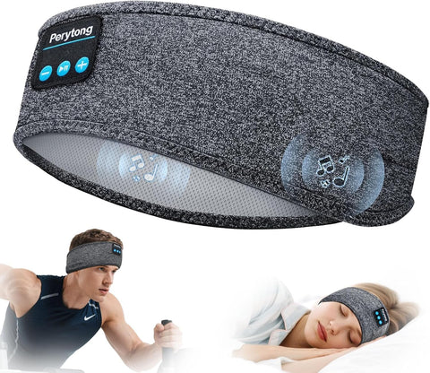 Perytong Sleep Headphones Wireless, Bluetooth Sports Headband Headphones with Ultra-Thin HD Stereo Speakers Perfect for Sleeping,Workout,Jogging,Yoga,Insomnia, Air Travel, Meditation (Grey)