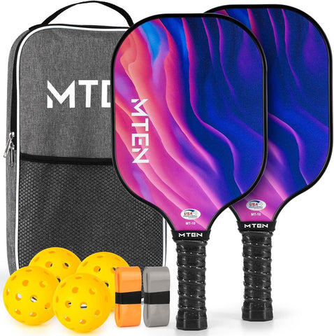 MTEN Pickleball Paddles Set of 2/4/1, USAPA Approved Fiberglass Rackets