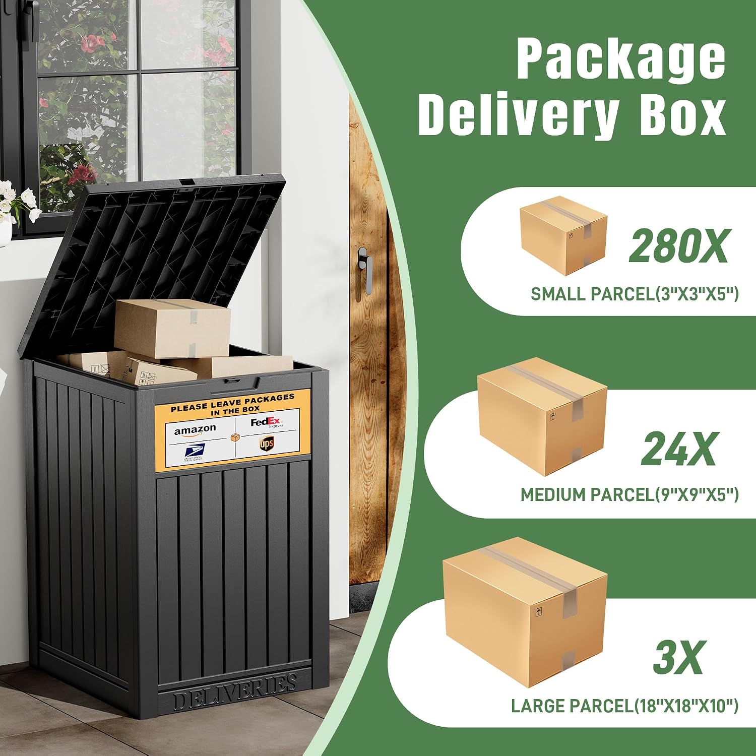 Package Delivery Box for Outside, Black