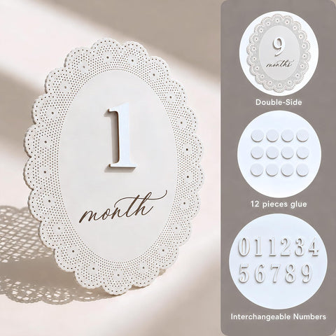 Baby Girl Monthly Milestone Signs, 1-12 Monthly Baby Milestone Girl, Newborn Photography Props Double-Sided, Nursery Decor for Girls (M10)