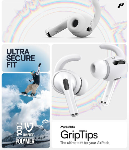 Proof Labs 3 Pairs for AirPods Pro 1st Gen Ear Hooks Covers [Added Storage Pouch] Anti Slip Ear Tips Accessories Compatible with Apple AirPods Pro Generation 1 (White)