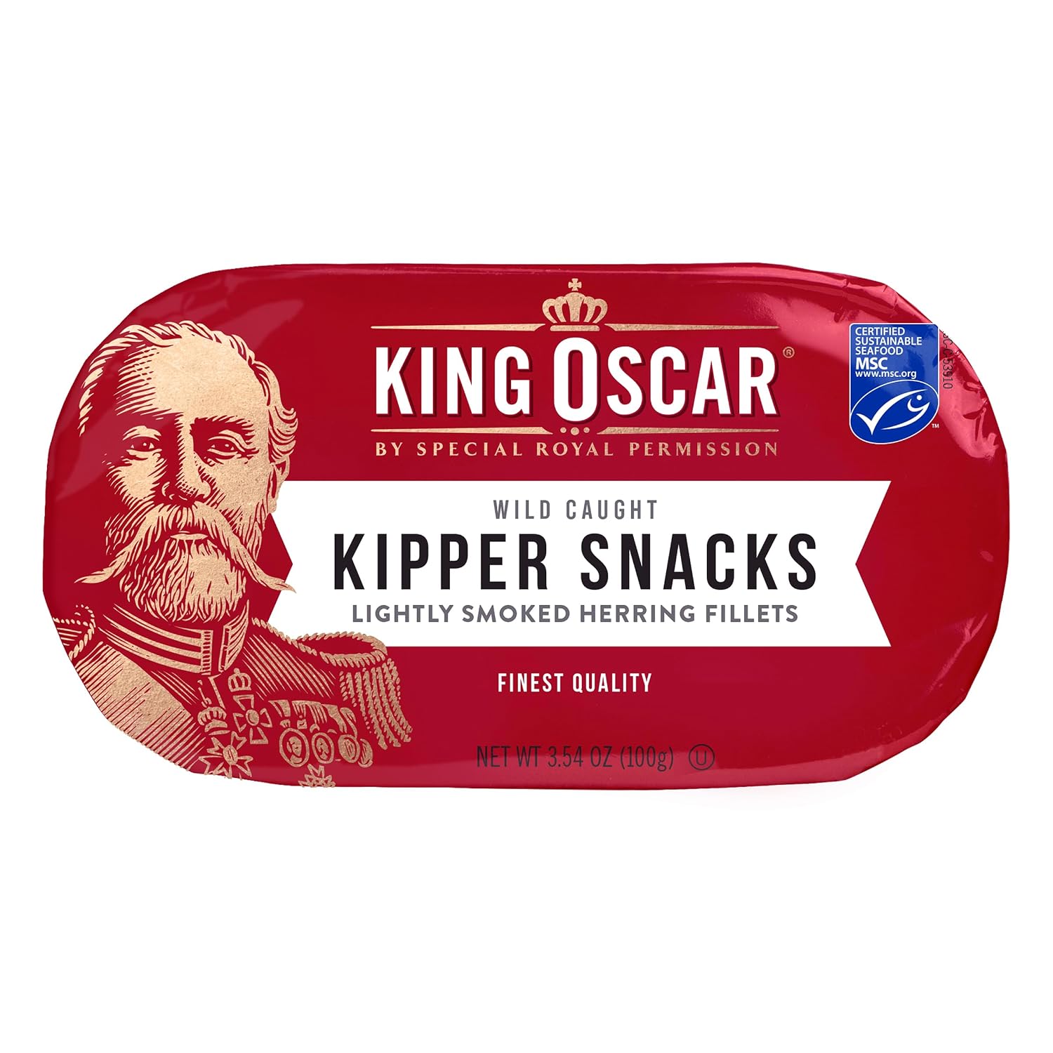 King Oscar Kipper Snacks in Water, 3.54 oz Can, 12-Pk, Herring Fillets