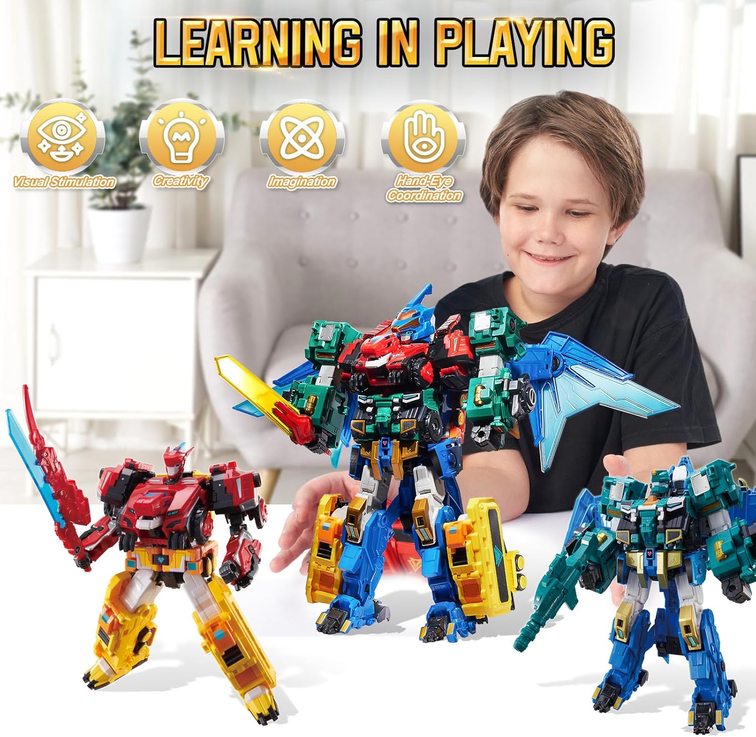 QUANTUM HEROES DINOSTER 4-in-1 Robot Mega Metatron 16.1in – Ages 5+