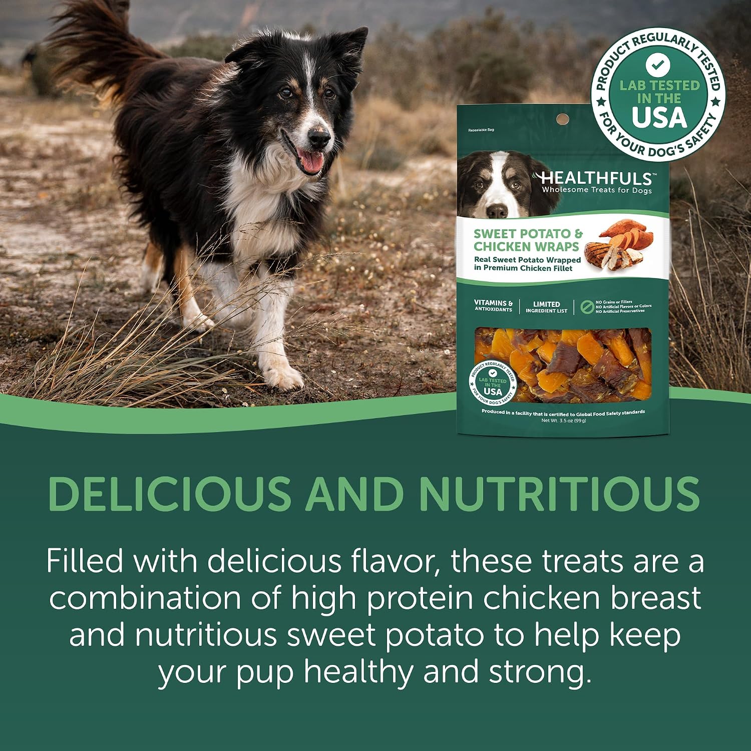HEALTHFULS Chicken Wrapped Sweet Potato Dog Treats, 3.5oz