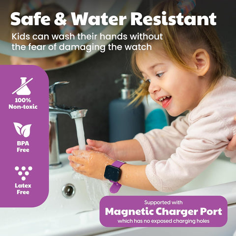 Potty Training Watch for Kids V2 – A Water Resistant Toilet Reminder Device for Boys & Girls to Train Your Toddler with Fun/Musical & Vibration Interval Reminder with Potty Training eBook (Purple)