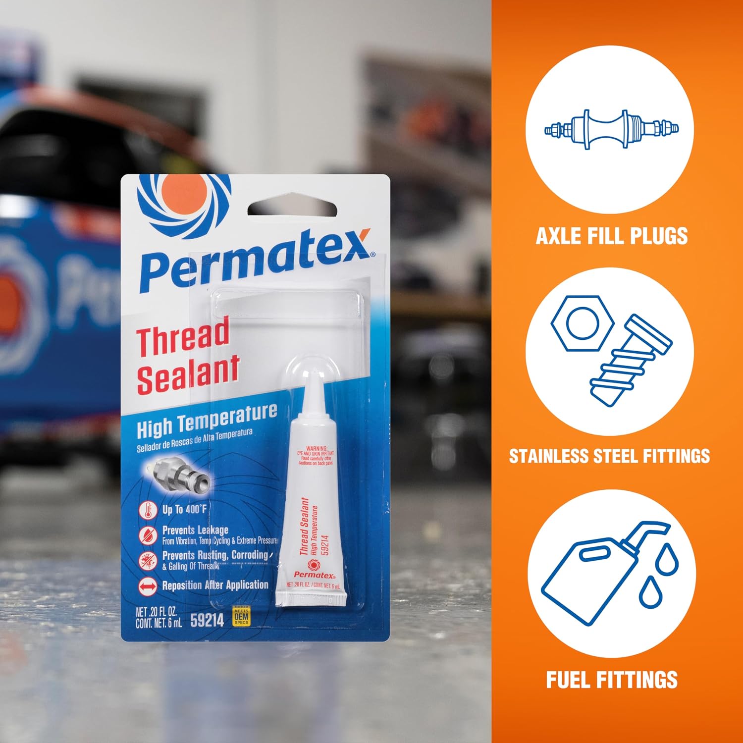 Permatex 59214 High Temperature Thread Sealant, 6 ml Tube
