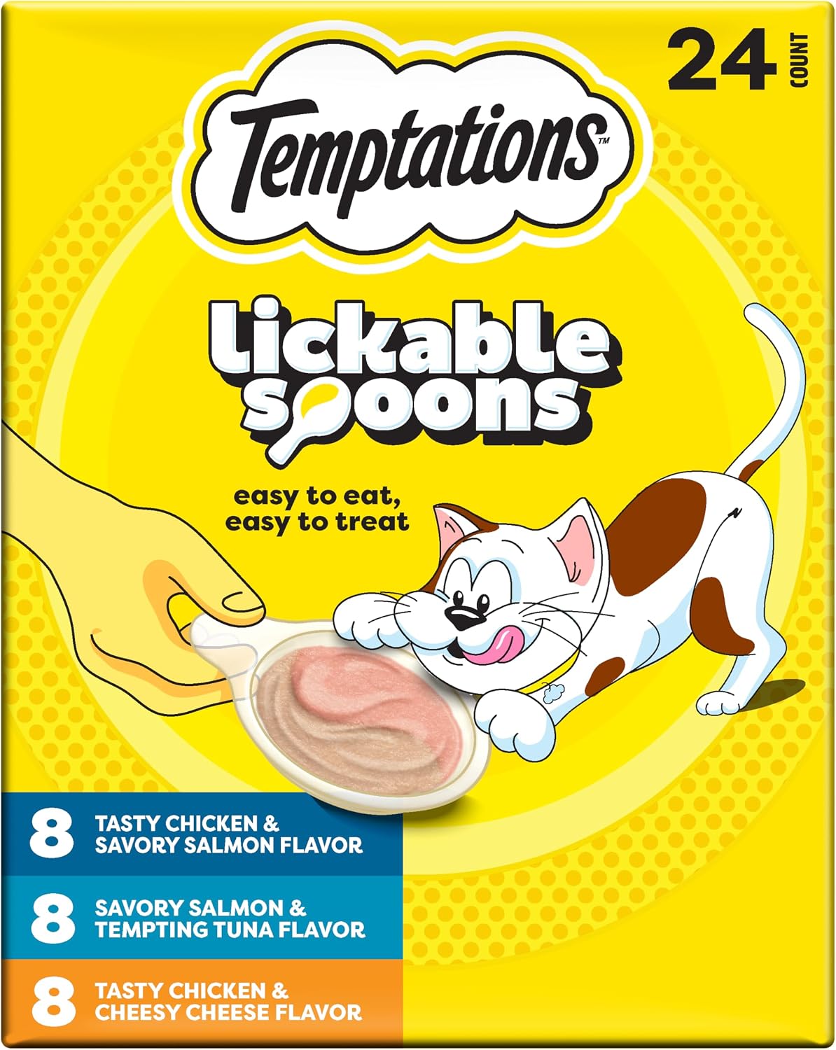 Temptations Lickable Spoons Wet Cat Treats, Variety Pack, 24 Count