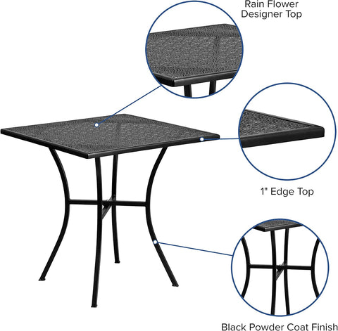 Flash Furniture 28" Square Patio Table, Black