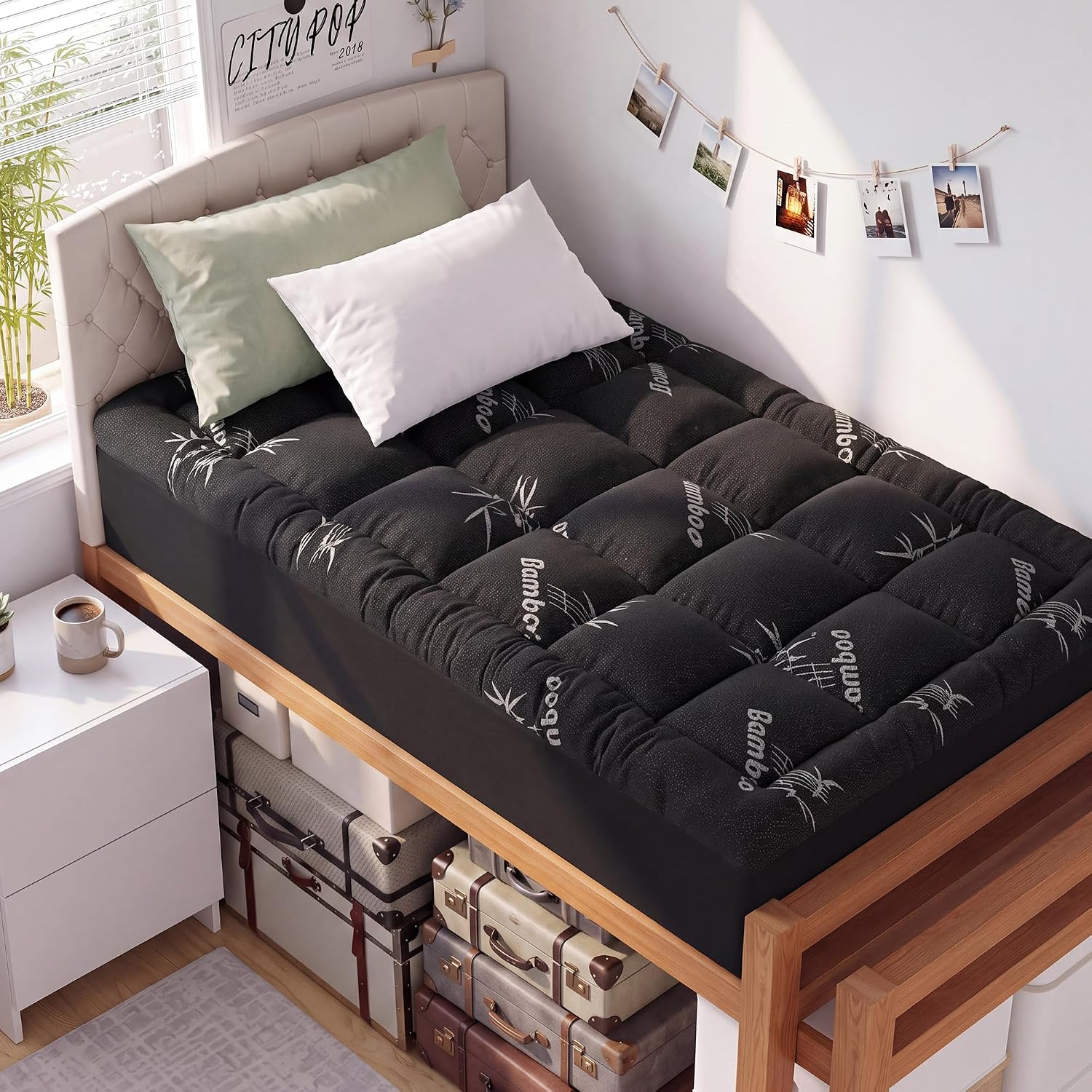 Waterproof Twin Size Mattress Topper Viscose Derived from Bamboo, Extra Thick Mattress Pad for Back Pain, Cooling Mattress Topper with Deep Pocket 8"-21", Gray,Twin