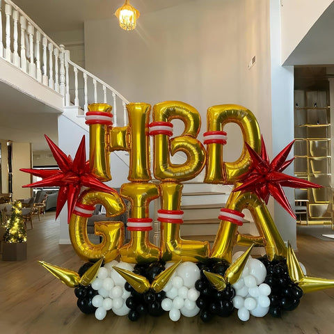 Letter Balloons Gold, 40 Inch Alphabet Name Balloon, Large Self Inflating Custom Balloon F Decor, Helium Foil Letter Name Word Balloons for Men Birthday Party Anniversary Decorations Supplies