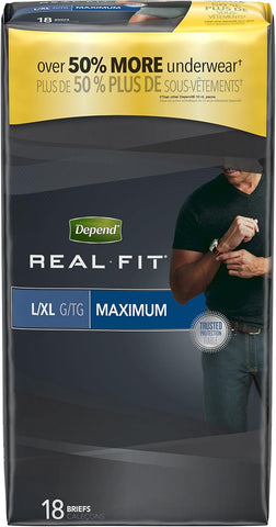 Depend Real Fit Disposable Underwear Male Waistband Style Large/X-Large, 50979, Maximum, 40 Ct