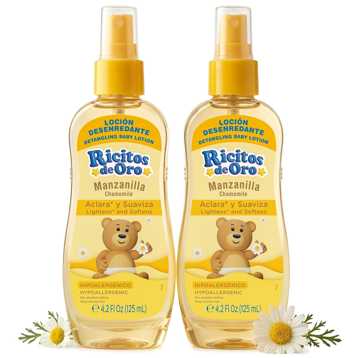 Ricitos de Oro Baby Hair Lotion Chamomile Detangler Spray, Softens and Helps Lighten Hair, 4.2 Fl Oz (125 mL) 2 Pack Detangler