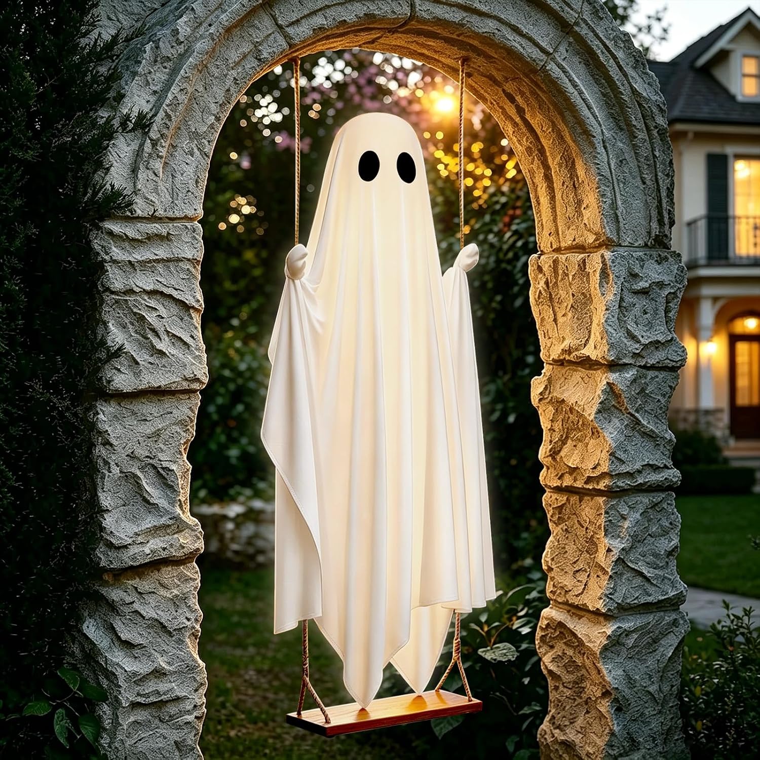 5 FT Swinging Ghost Halloween Decor - Outdoor Halloween Decorations