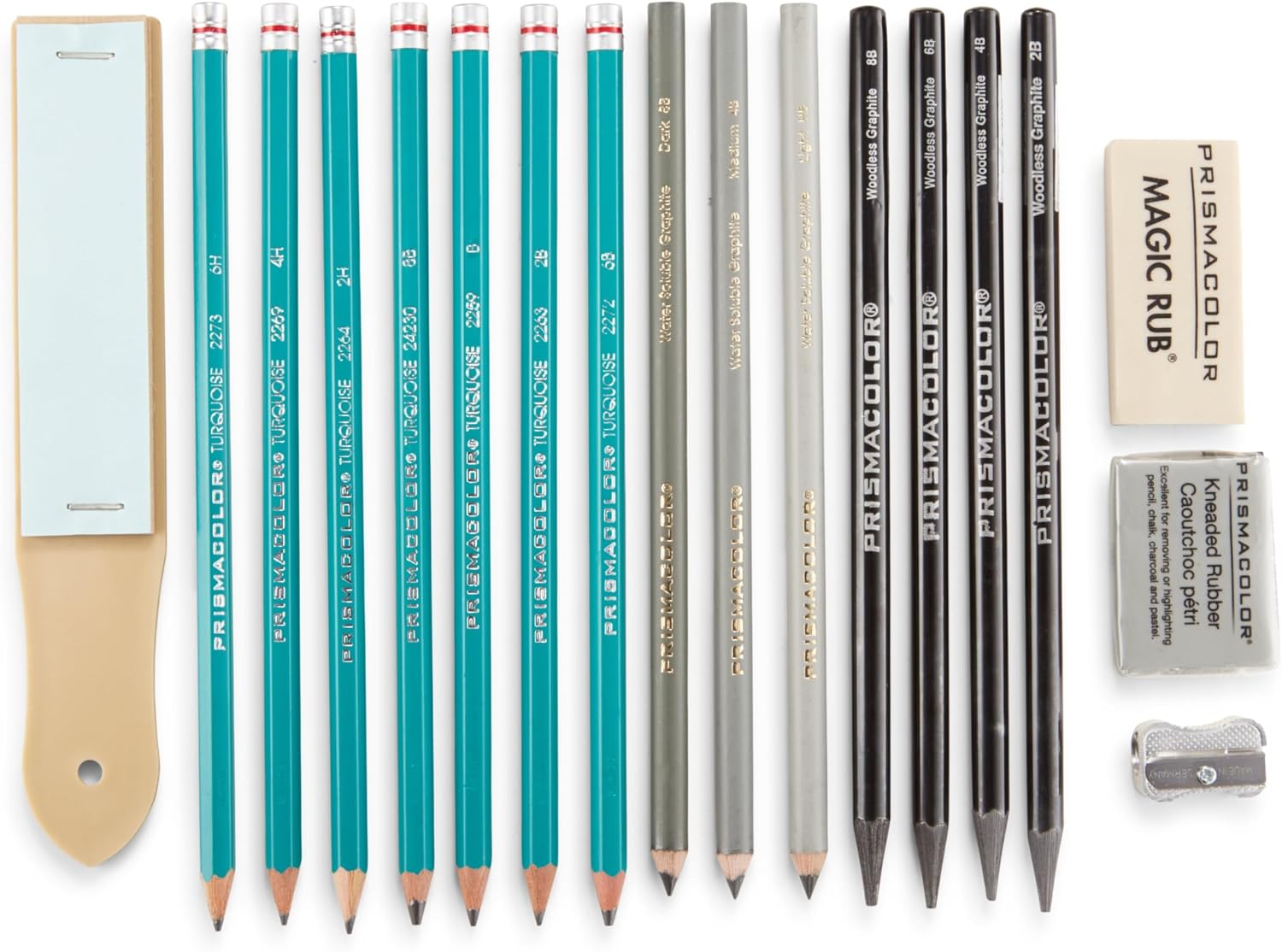 Prismacolor Premier Graphite Drawing Pencils With Erasers & Sharpeners, Adult Coloring, 18-Piece Set
