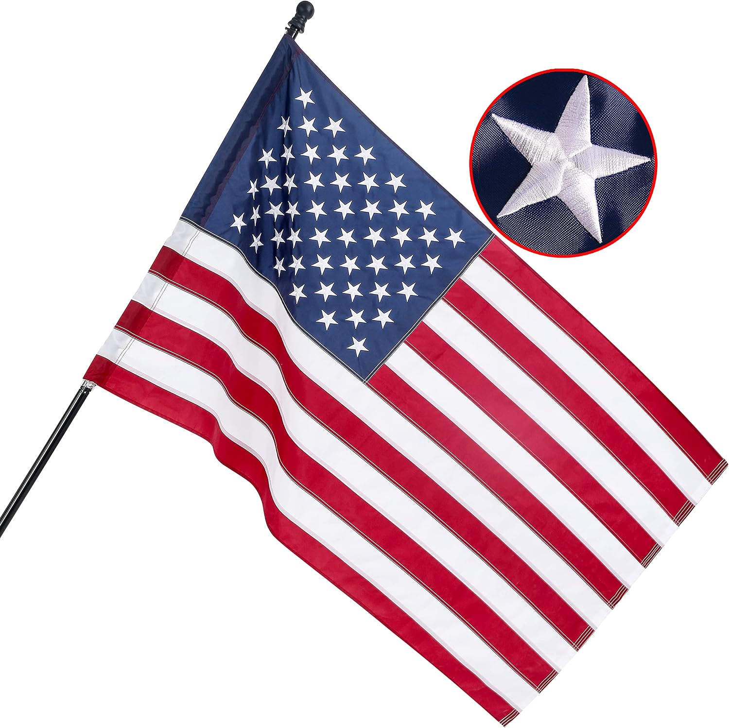 American Flag 2.5x4 ft Pole Sleeve: Long Lasting Heavy Duty Nylon US Flags