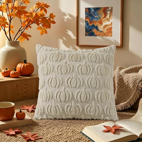 decorUhome Fall Beige Pumpkin Throw Pillow Covers 18x18 Set of 2