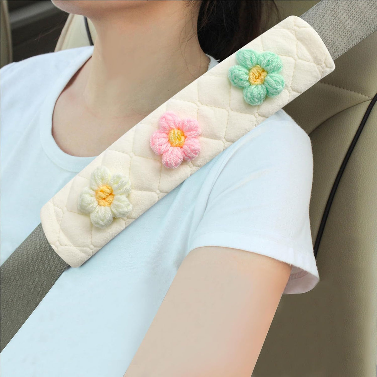 Amooca 2 Pack Seat Belt Covers Soft Shoulder Pad for Cars & Backpack